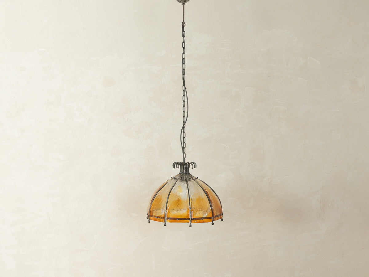 1960er Jahre Deckenlampe mit orangefarbenem Glas - Bild 4