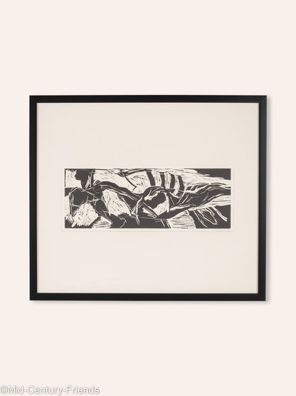 Sports, Holzschnitt auf dickem Papier, 64 x 55 cm
