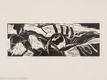 Sports, Holzschnitt auf dickem Papier, 64 x 55 cm