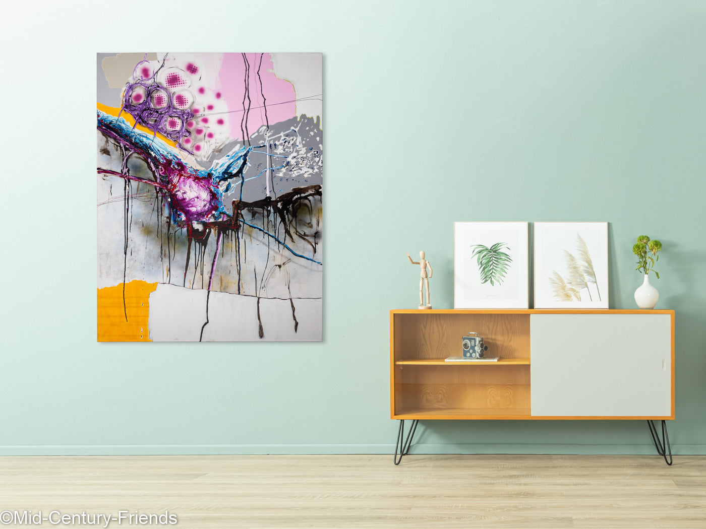 Pink roe, Acryl, Öl und Sprühtechnik auf Leinwand, 120 x 155cm