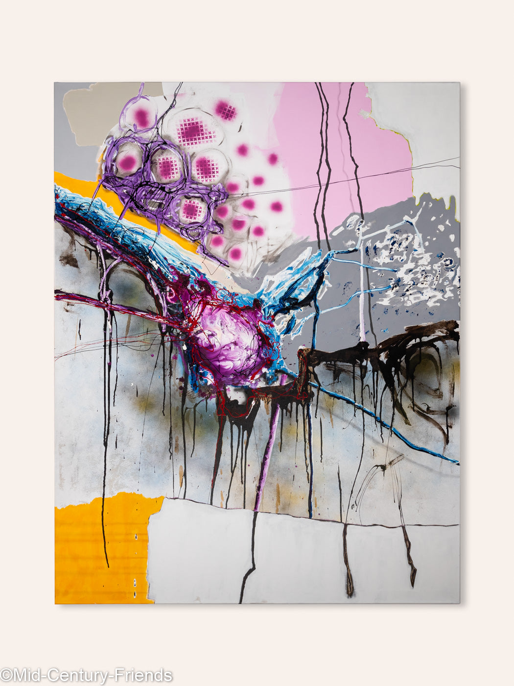 Pink roe, Acryl, Öl und Sprühtechnik auf Leinwand, 120 x 155cm