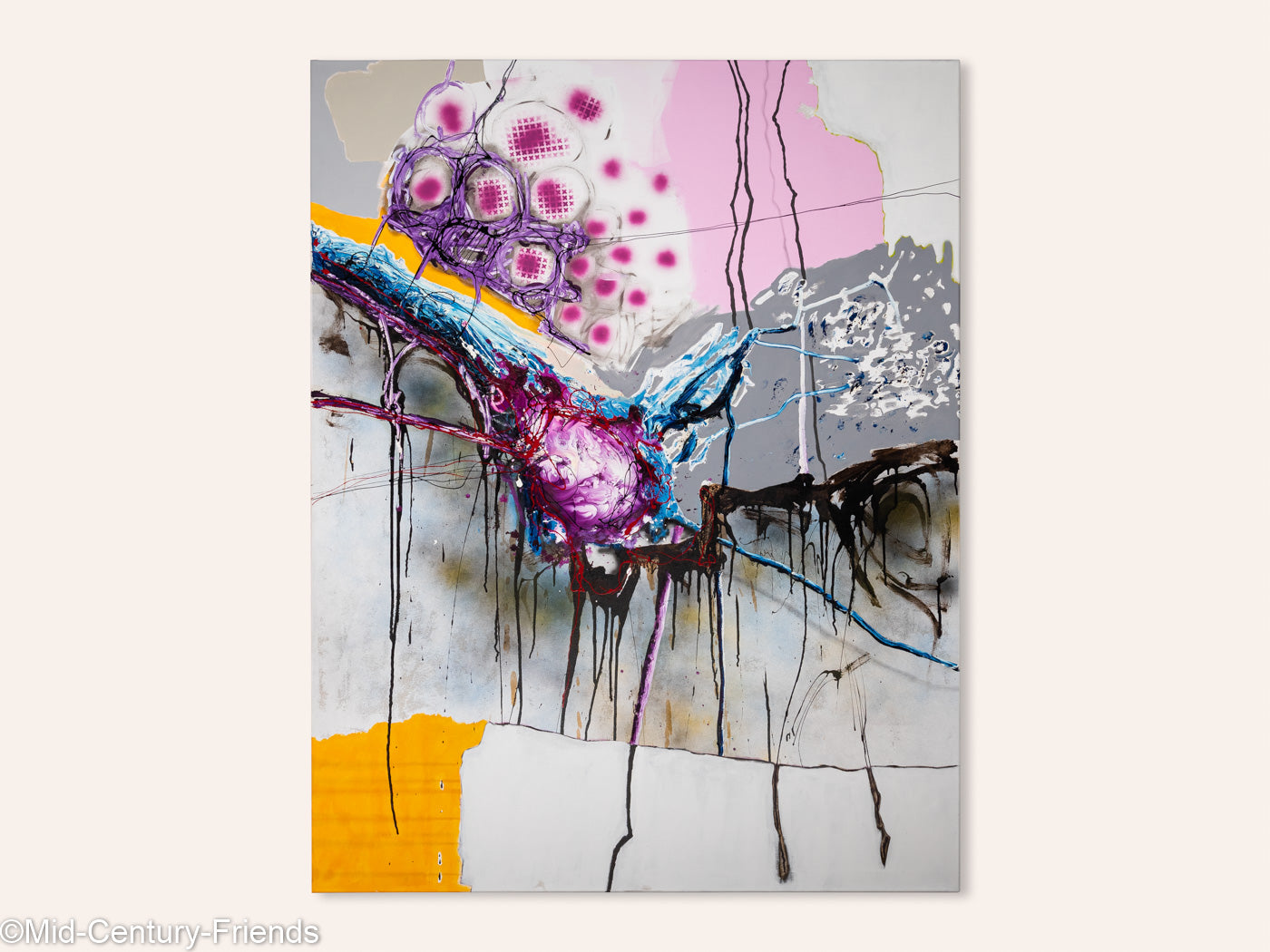 Pink roe, Acryl, Öl und Sprühtechnik auf Leinwand, 120 x 155cm