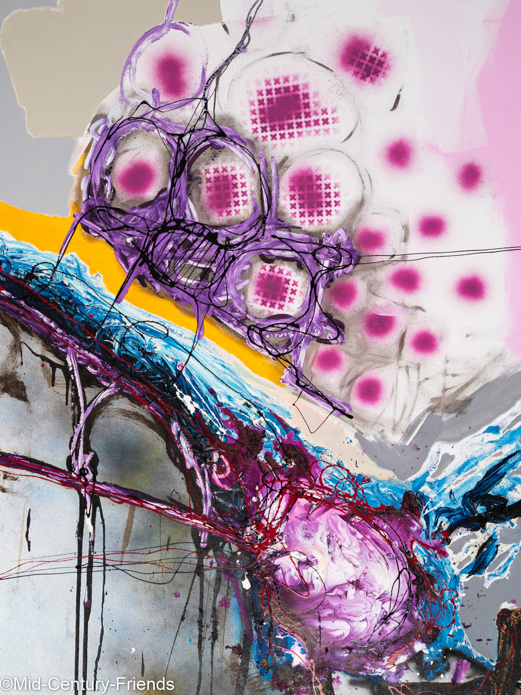 Pink roe, Acryl, Öl und Sprühtechnik auf Leinwand, 120 x 155cm