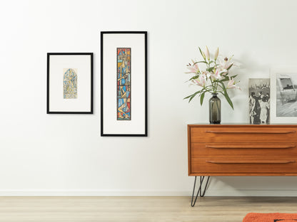 KIRCHENFENSTER (SET), KOLORIERTE SKIZZEN AUF PAPIER, 39 X 88 CM
