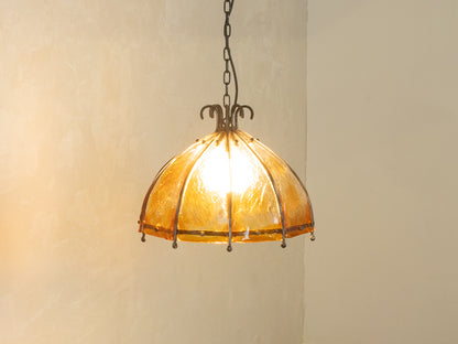 Brutalist ceiling lamp with orange glass