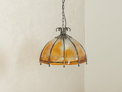 Brutalist ceiling lamp with orange glass
