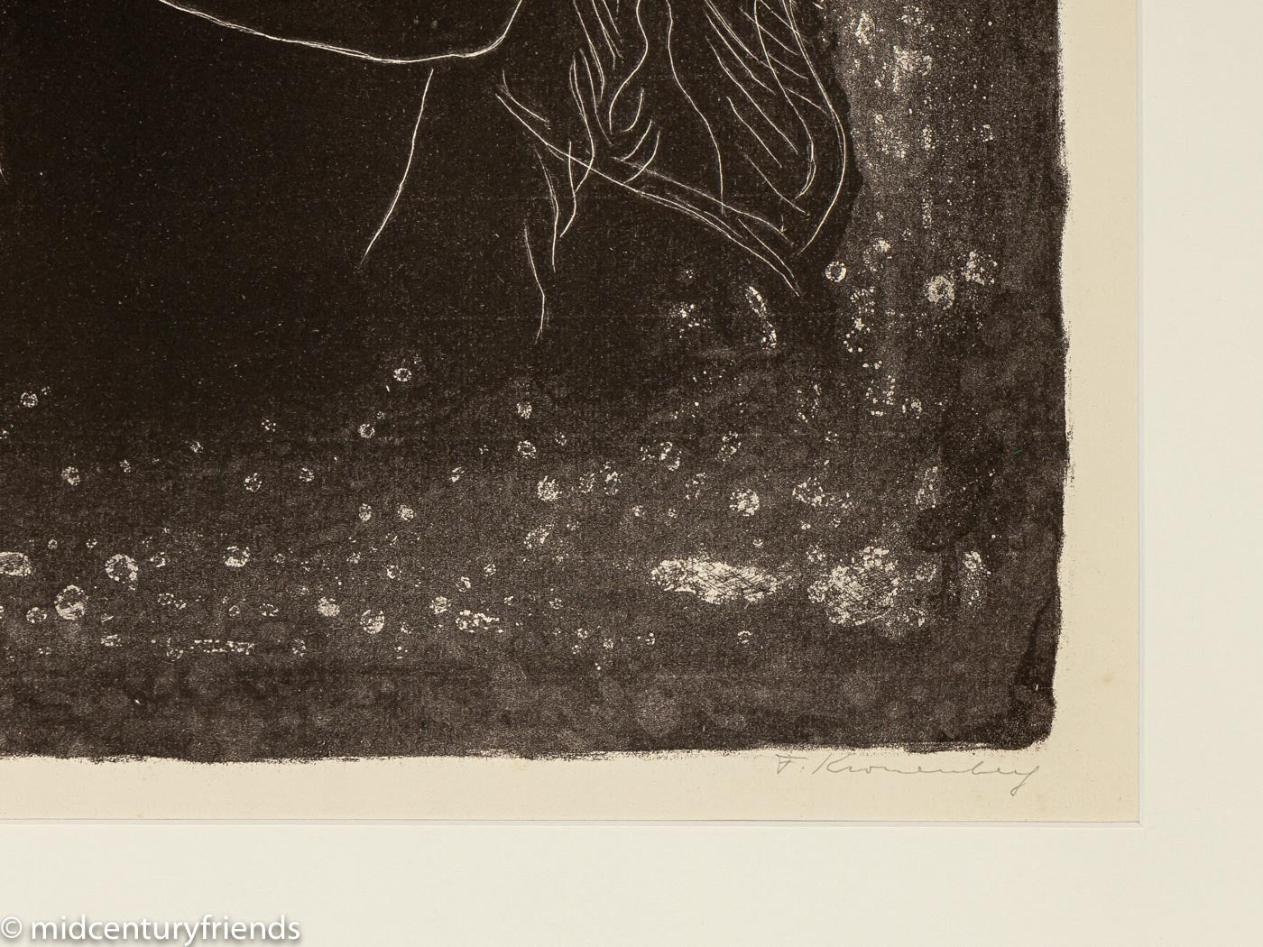 Blumenmädchen, S/W Lithographie auf Papier, 63 x 73 cm
