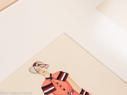 Art Déco Modezeichnungen V, Gouache auf Papier, 123 x 58 cm