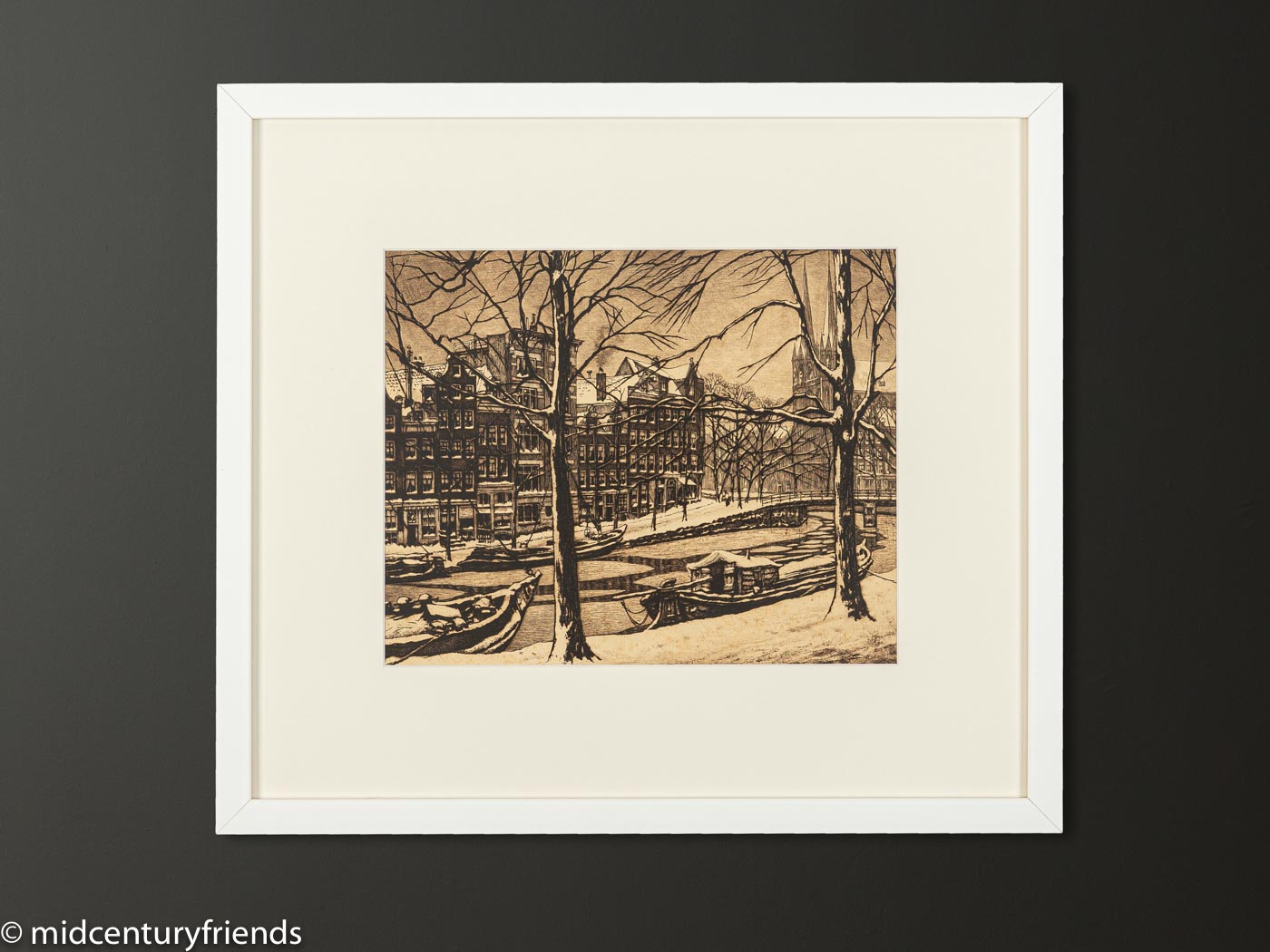 Amsterdam im Winter, S/W Radierung auf Papier, 50 x 45 cm