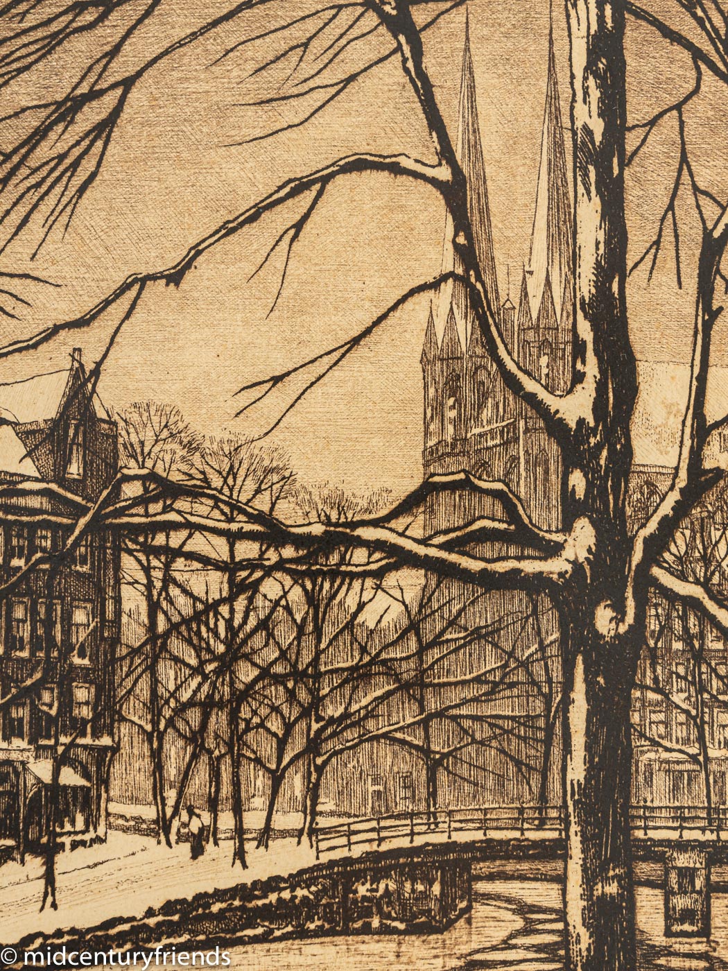Amsterdam im Winter, S/W Radierung auf Papier, 50 x 45 cm