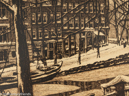 Amsterdam im Winter, S/W Radierung auf Papier, 50 x 45 cm