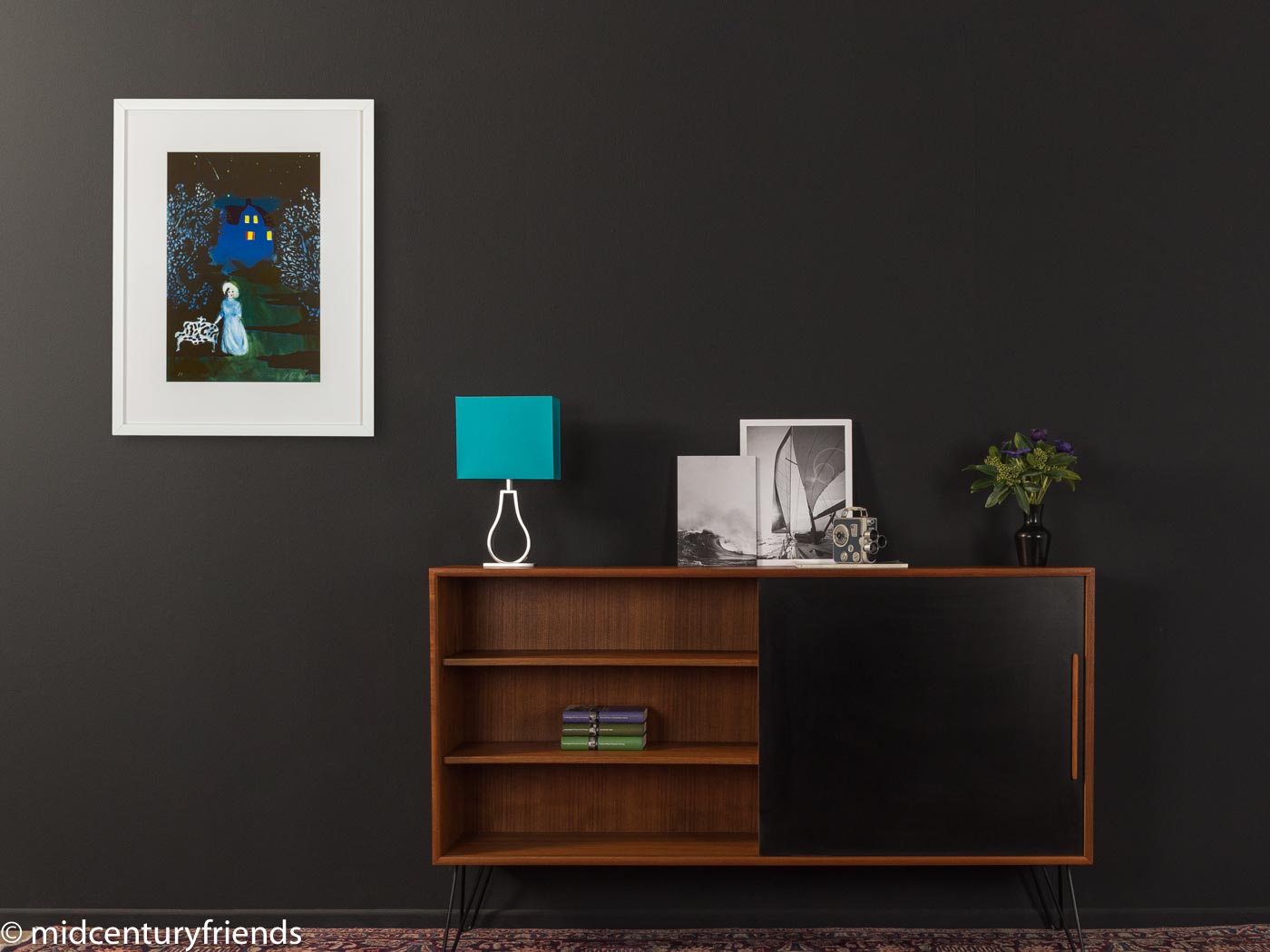 Dame in der Nacht, Farblithographie auf Papier, 48 x 62 cm