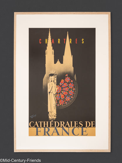 Chartres - Cathédrales de France, Art Déco Reiseposter, 86 x 123 cm