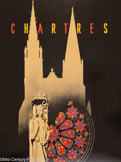 Chartres - Cathédrales de France, Art Déco Reiseposter, 86 x 123 cm