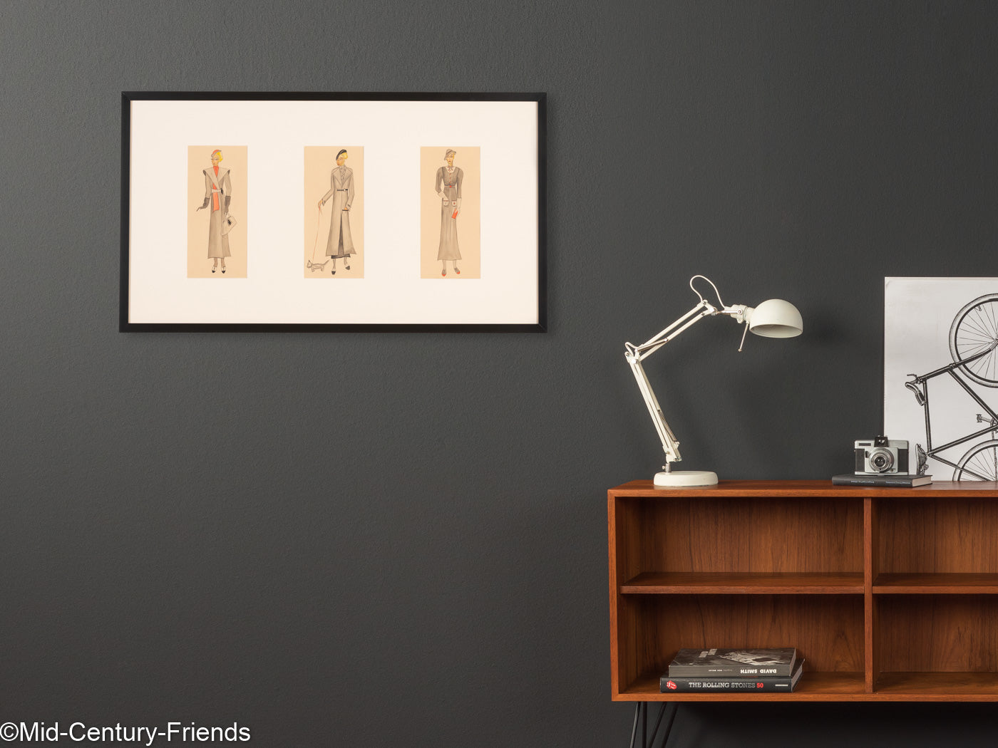 Art Déco Modezeichnungen I, Gouache auf Papier, 93 x 52 cm