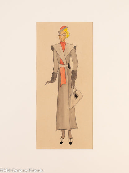 Art Déco Modezeichnungen I, Gouache auf Papier, 93 x 52 cm