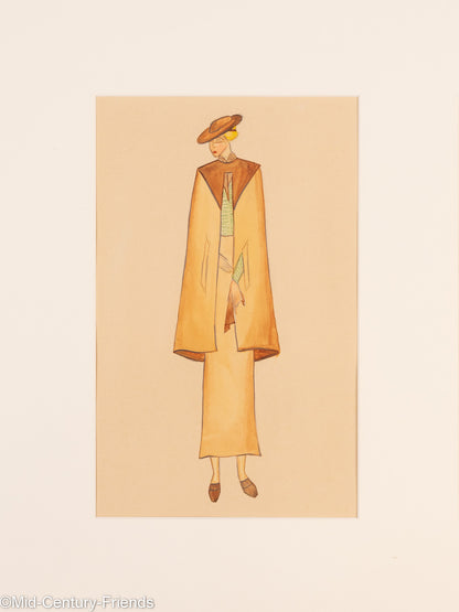 Art Déco Modezeichnungen II, Gouache auf Papier, 93 x 52 cm