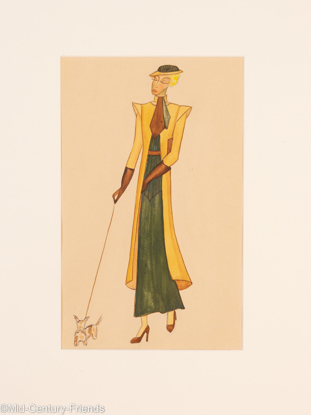 Art Déco Modezeichnungen II, Gouache auf Papier, 93 x 52 cm