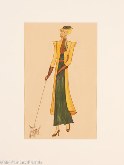 Art Déco Modezeichnungen II, Gouache auf Papier, 93 x 52 cm