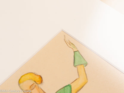 Art Déco Modezeichnungen II, Gouache auf Papier, 93 x 52 cm