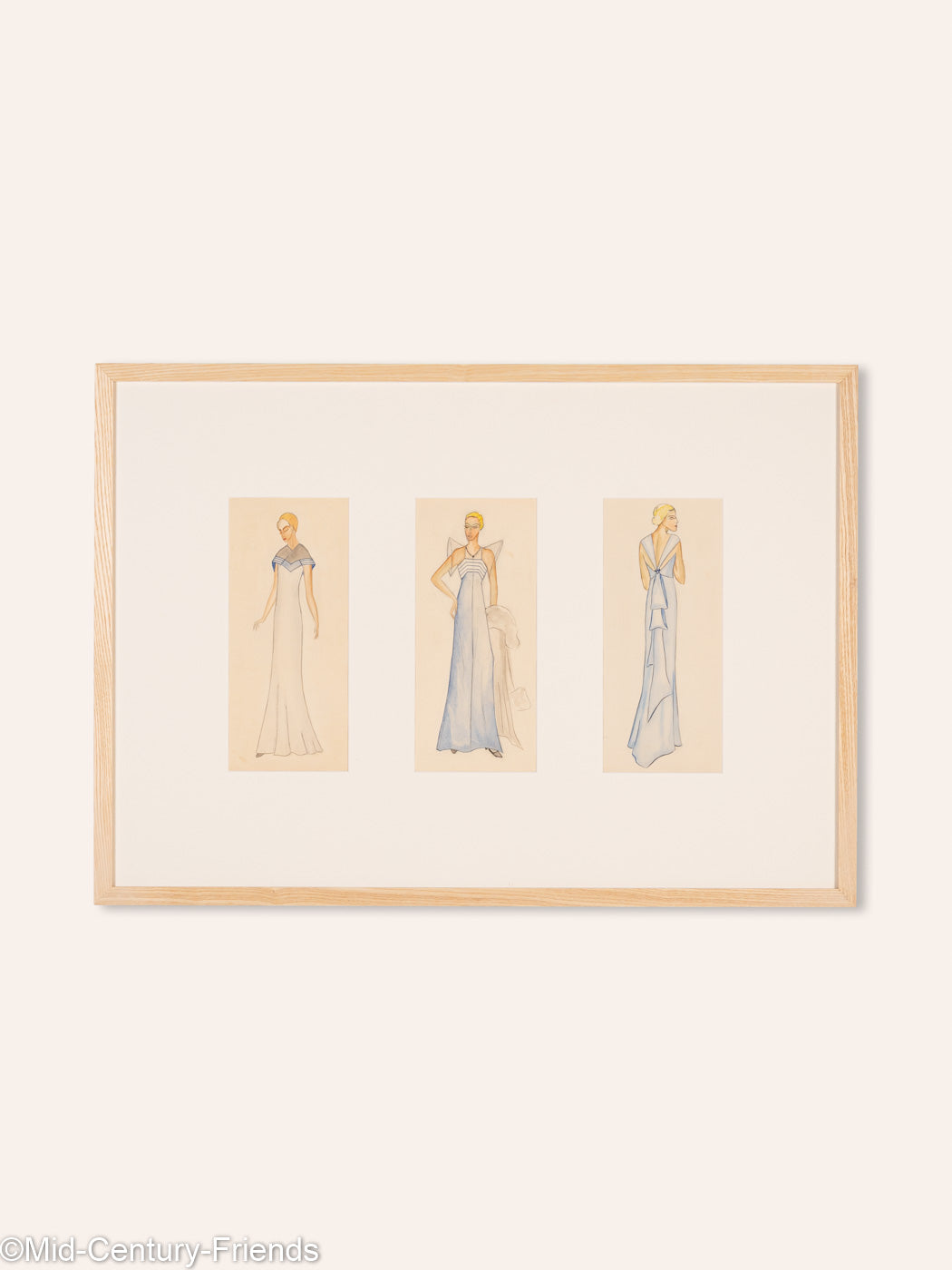 Art Déco Modezeichnungen VI, Gouache auf Papier, 83 x 59 cm