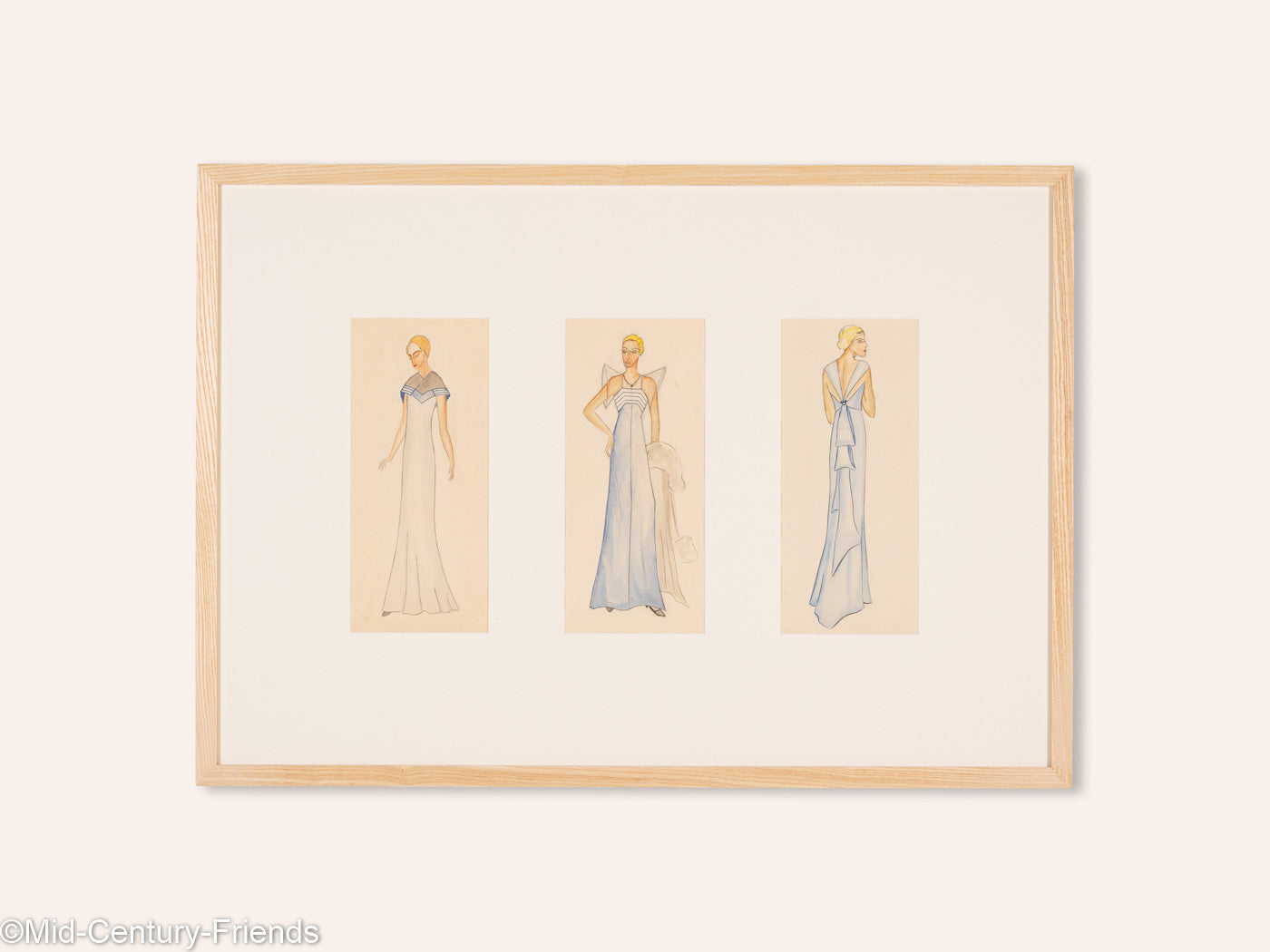 Art Déco Modezeichnungen VI, Gouache auf Papier, 83 x 59 cm