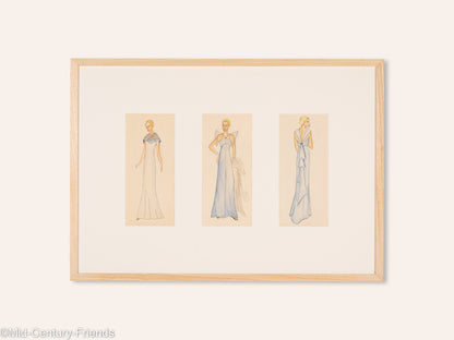 Art Déco Modezeichnungen VI, Gouache auf Papier, 83 x 59 cm