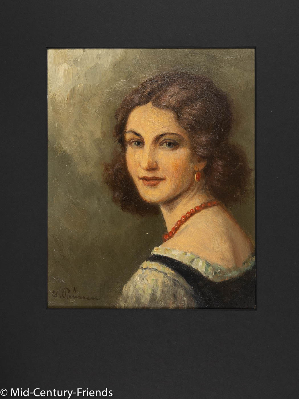 Portrait einer Frau aus den 1920er Jahren, Öl auf Platte, 55 x 60 cm