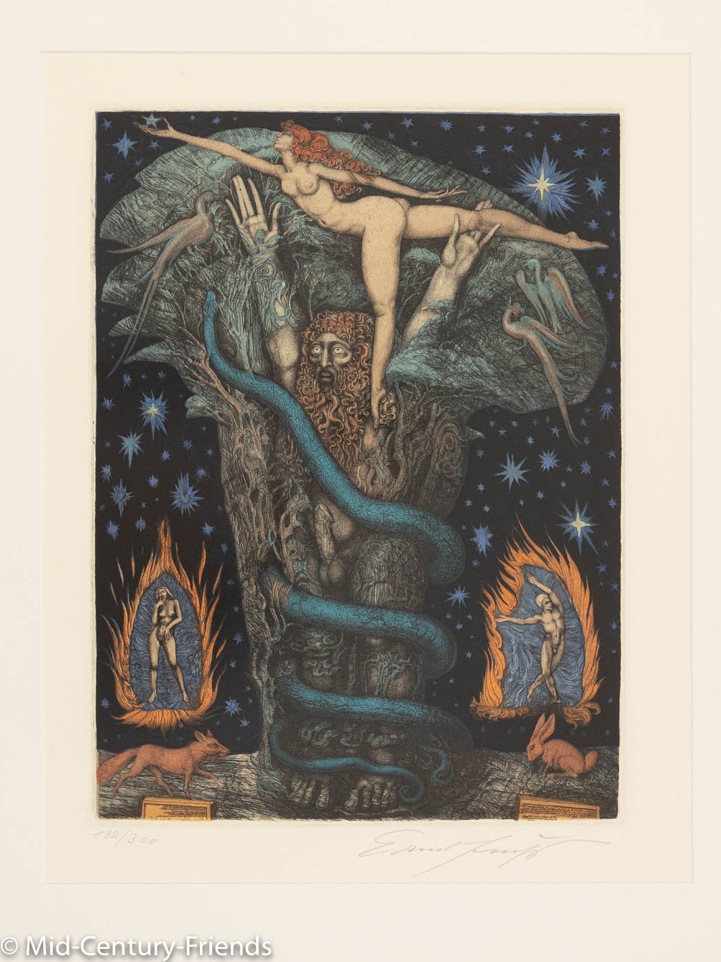 Adams Traum, Farbradierung, 53 x 63 cm