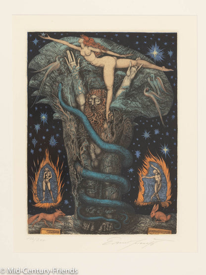 Adams Traum, Farbradierung, 53 x 63 cm