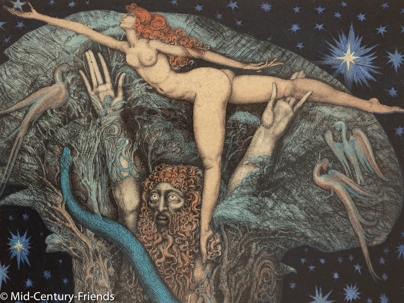 Adams Traum, Farbradierung, 53 x 63 cm