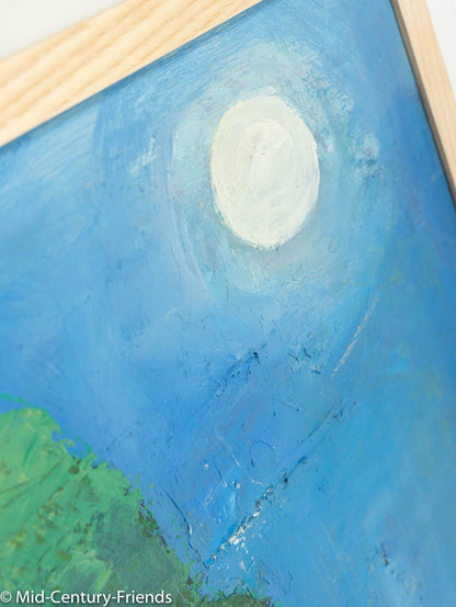 Der Mond, Öl auf Hartfaserplatte, 54 x 64 cm