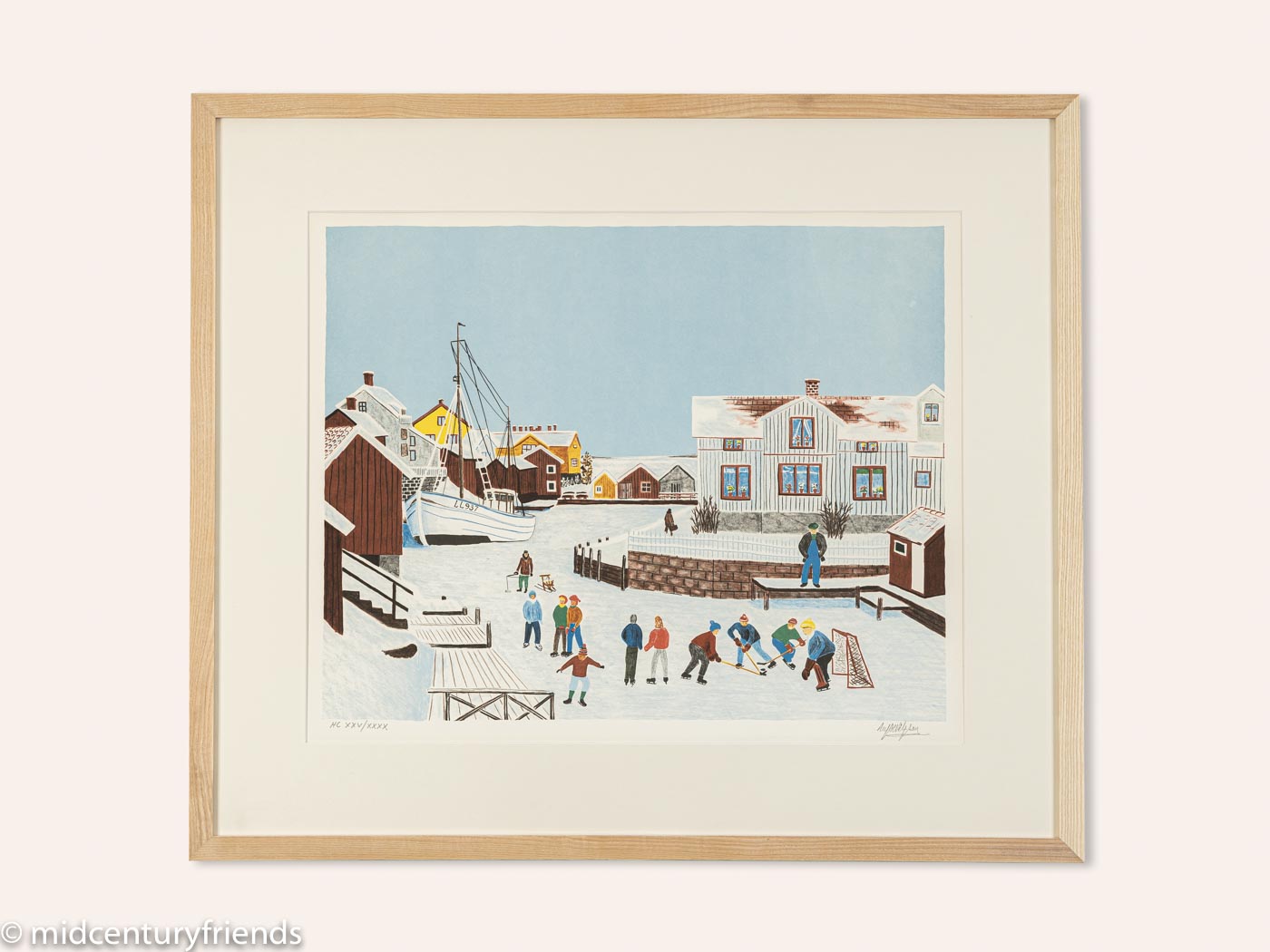 Schwedischer Winter, Farblithographie, 73 x 63 cm