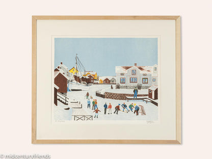 Schwedischer Winter, Farblithographie, 73 x 63 cm