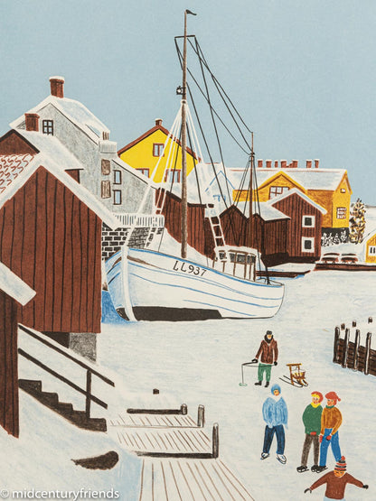 Schwedischer Winter, Farblithographie, 73 x 63 cm