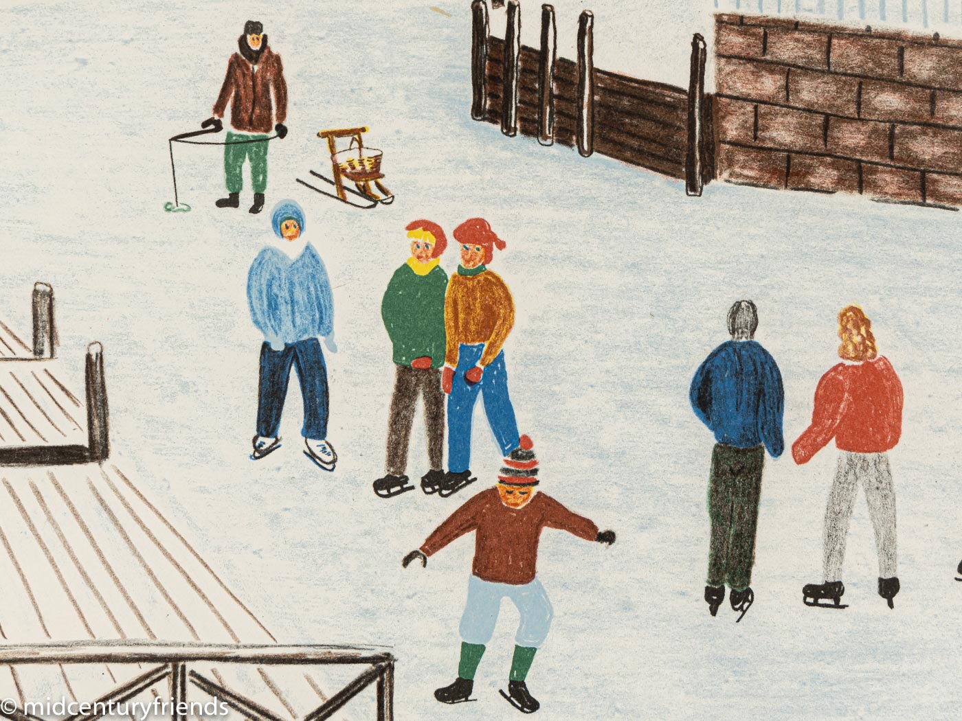 Schwedischer Winter, Farblithographie, 73 x 63 cm