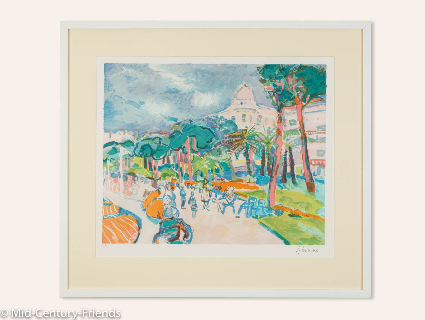 Hafenpromenade, Farblithographie