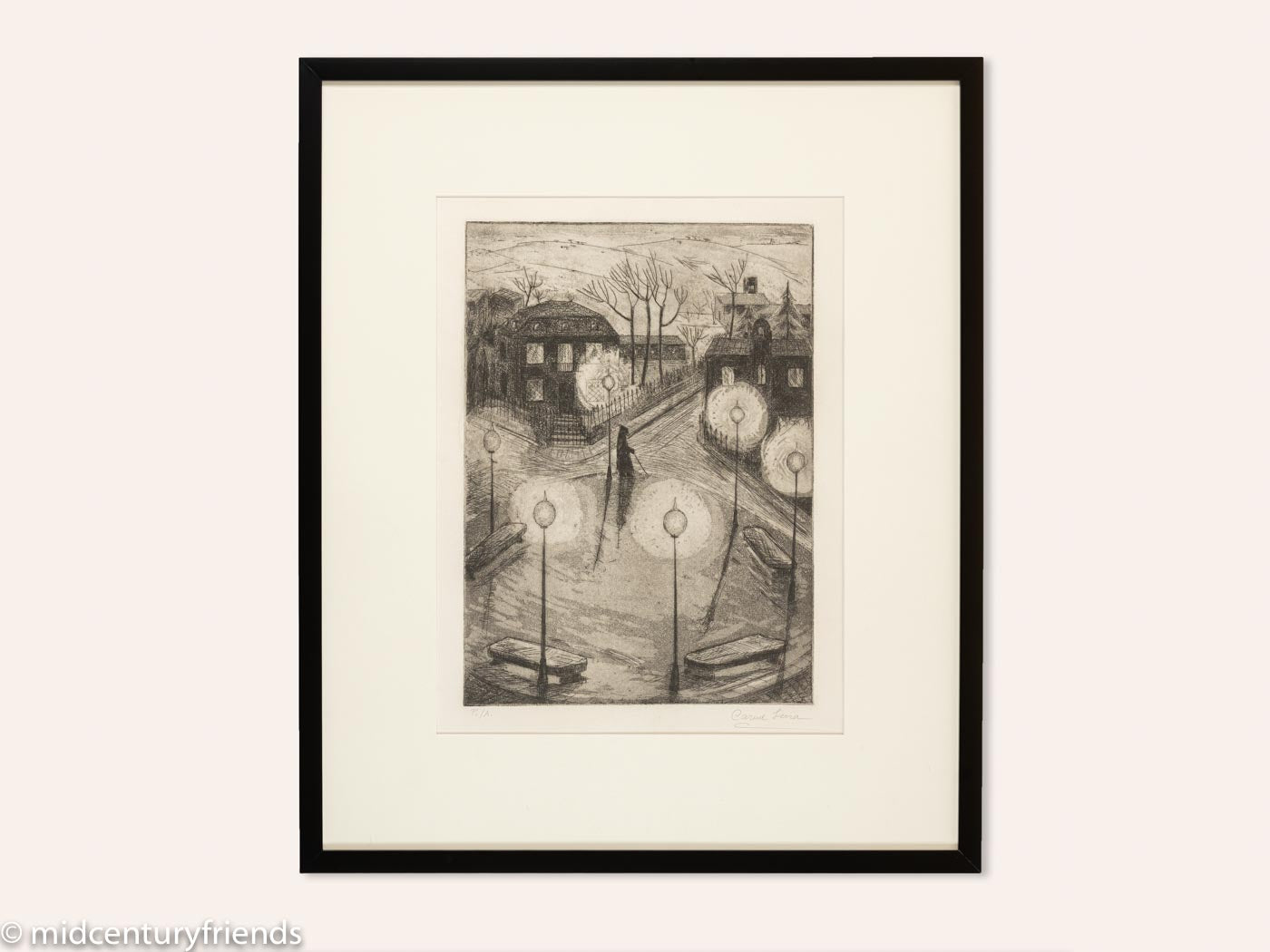 Nachtwächter, S/W Radierung Probedruck, 62 x 74 cm