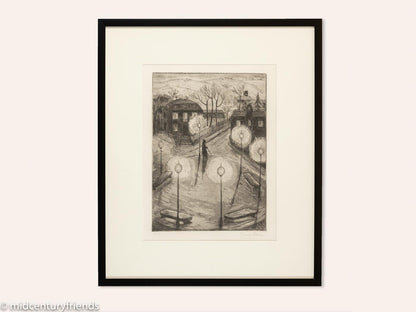 Nachtwächter, S/W Radierung Probedruck, 62 x 74 cm