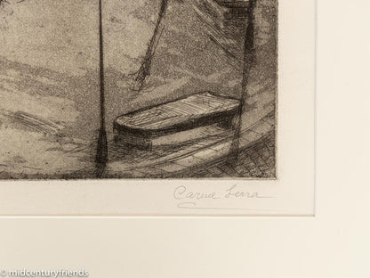 Nachtwächter, S/W Radierung Probedruck, 62 x 74 cm
