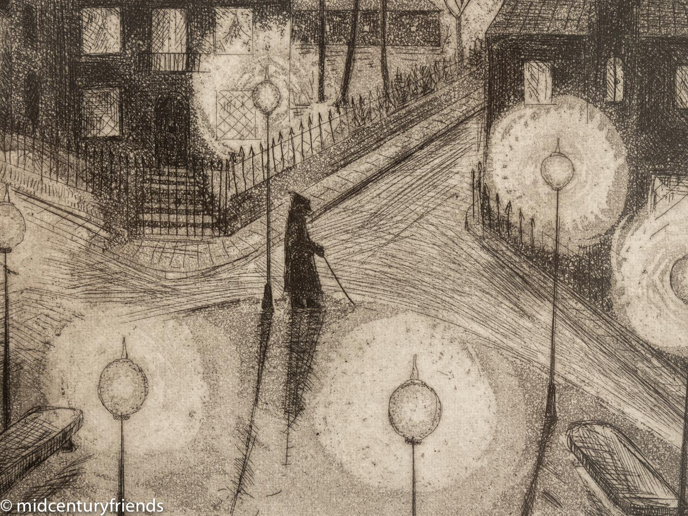 Nachtwächter, S/W Radierung Probedruck, 62 x 74 cm