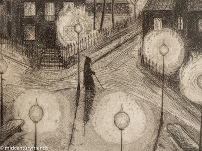 Nachtwächter, S/W Radierung Probedruck, 62 x 74 cm