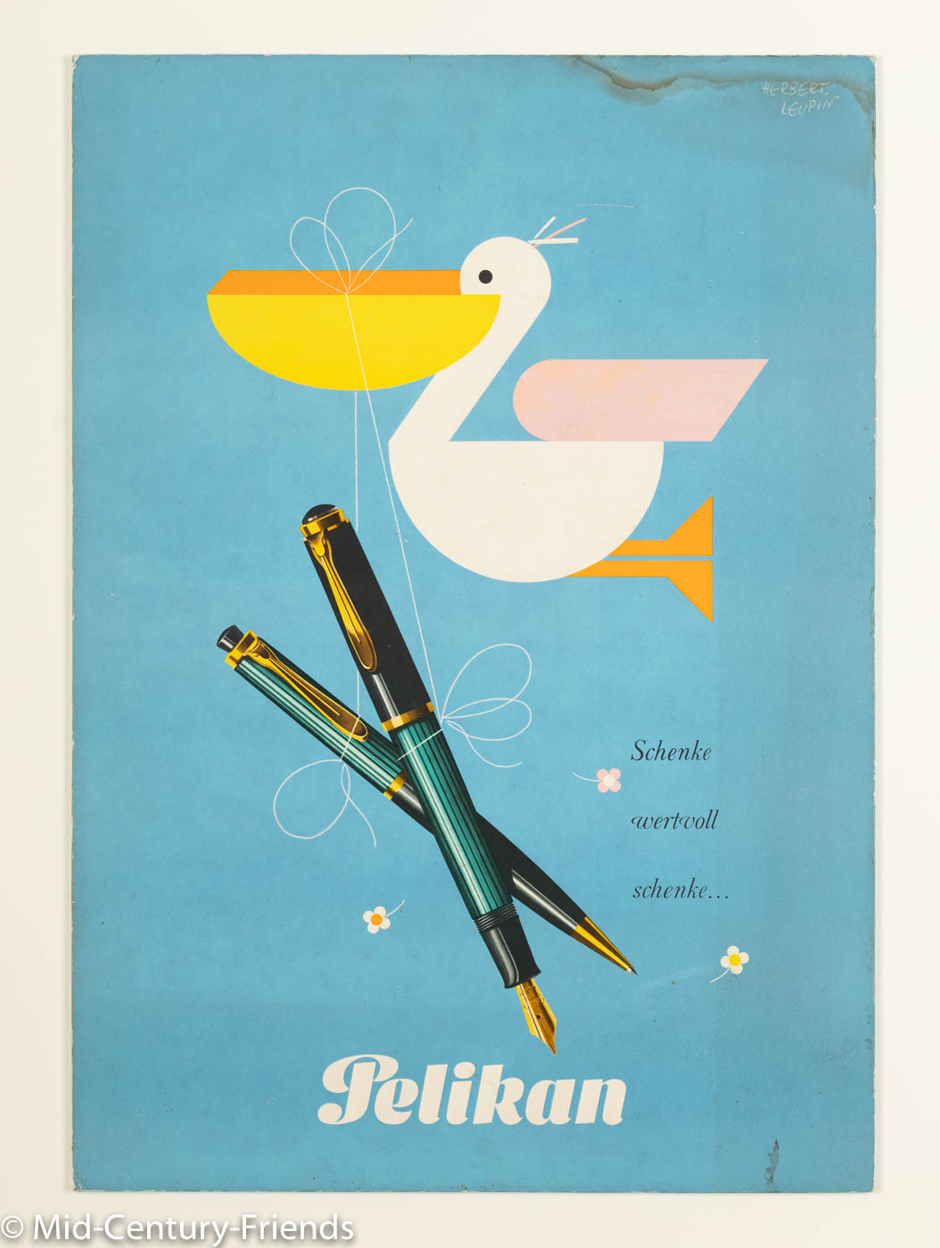 Pelikan Füller, Werbeschild in Pastell