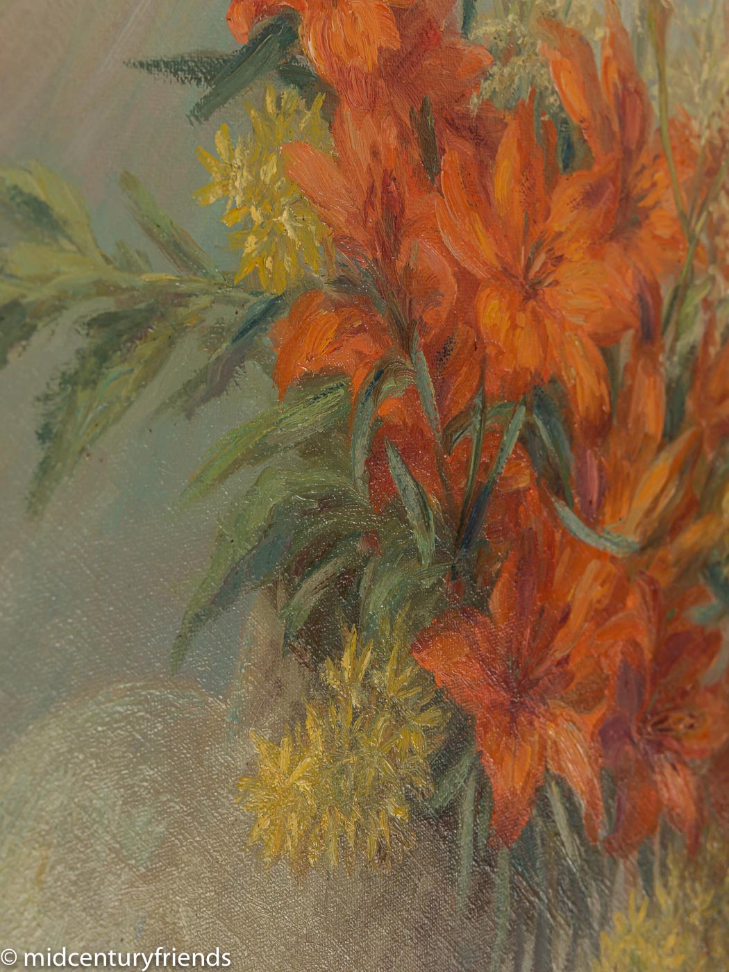 Rote Lilien, Öl auf Leinwand, 74 x 74 cm
