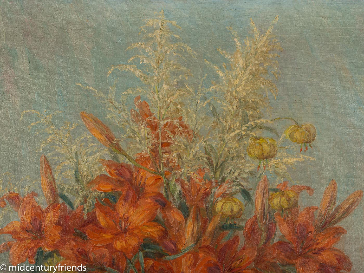 Rote Lilien, Öl auf Leinwand, 74 x 74 cm