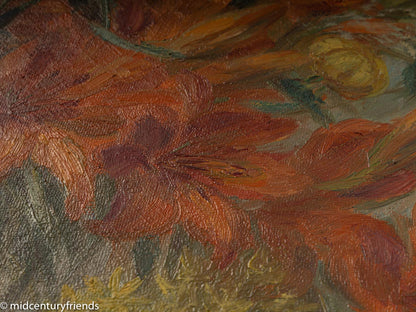 Rote Lilien, Öl auf Leinwand, 74 x 74 cm