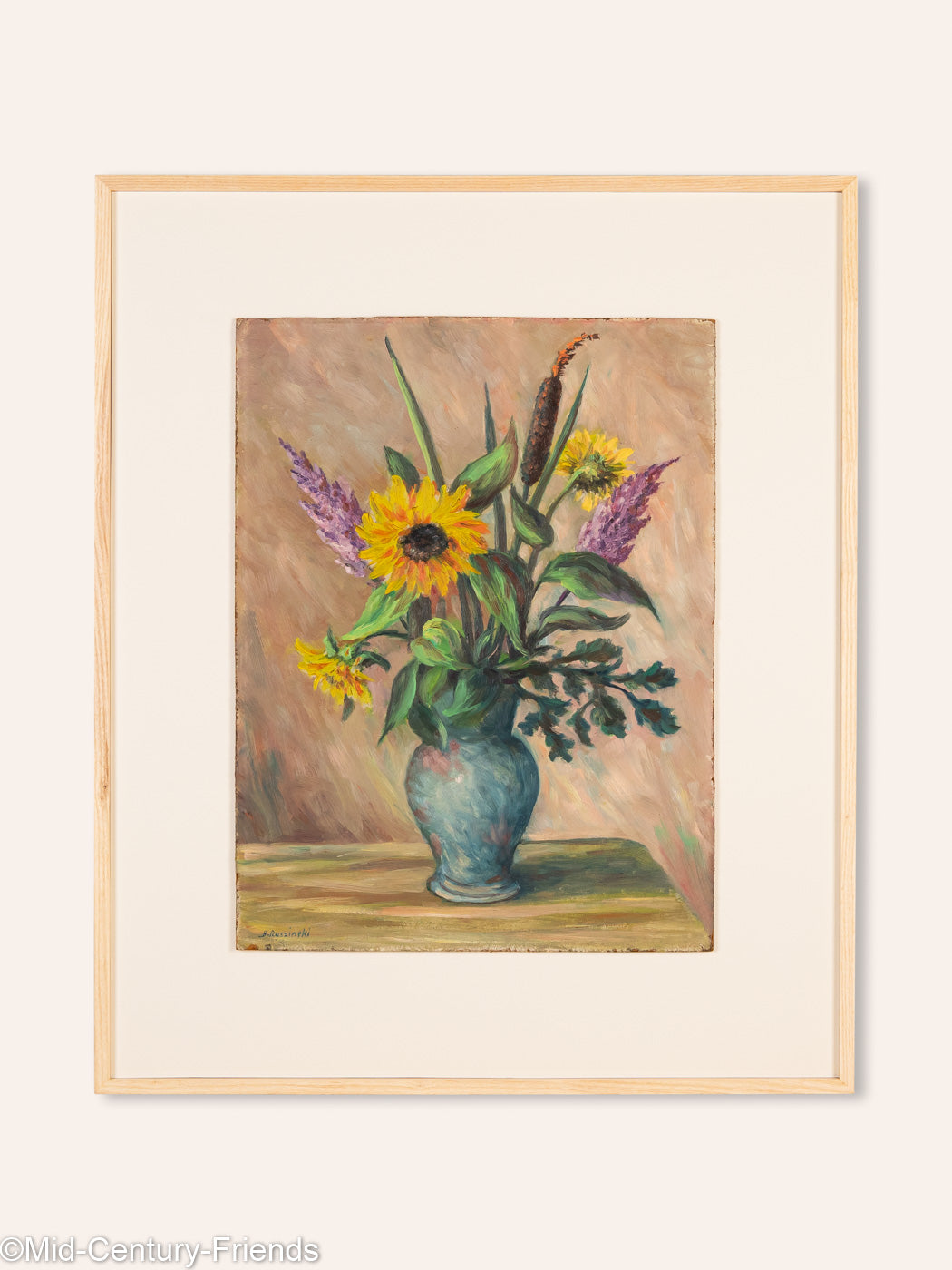 Sommerlicher Blumenstrauß, Öl auf Platte, 76 x 91 cm