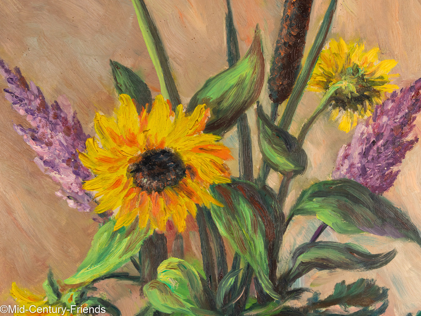 Sommerlicher Blumenstrauß, Öl auf Platte, 76 x 91 cm