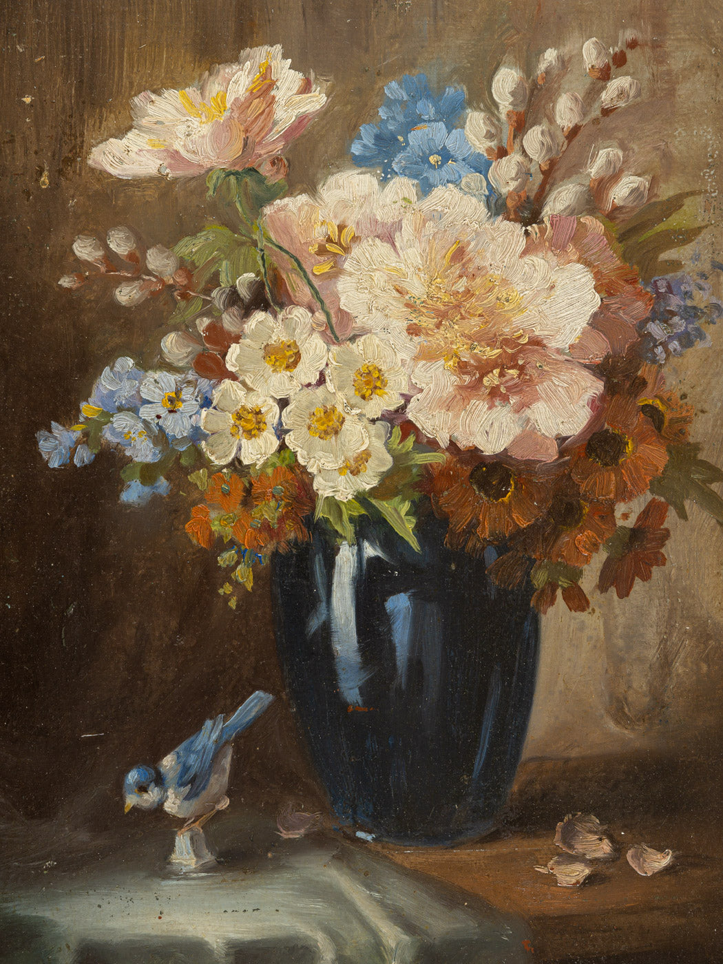 Blumenstrauß, Öl auf Platte, 55 x 66 cm