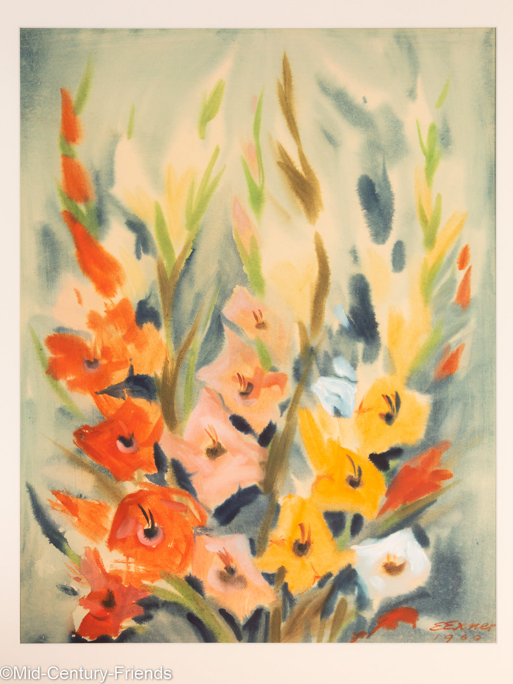 Gladiolen, Aquarell auf Papier, 74 x 88 cm